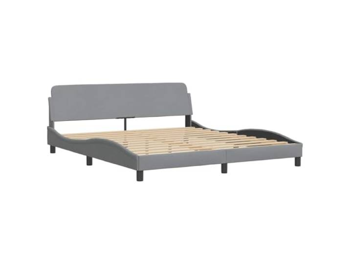 KTHLBRH Bettrock Dover hellgrau 180 x 200 cm Stoff Mit Kopfteil, Lattenrost aus Sperrholz, Metallbeine, gewelltes Design für Schlafzimmer