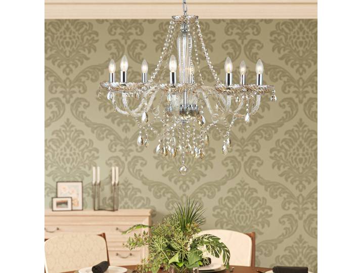 EGLO Kronleuchter Basilano, dimmbar, chrom / silber, für Wohn- / Esszimmer, Metall, Kronleuchter