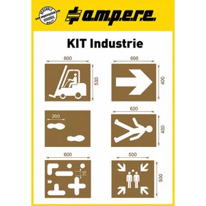 AMPERE Sprühschablone KIT Industrie, aus Karton, verschiedene Schablonen, wiederverwendbar, 6 Stück