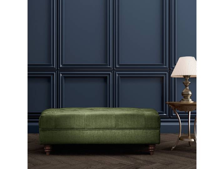 Repose-pieds capitonné 96 x 35 x 62cm Vert Microfibre Valeria: Mousse d'hiver