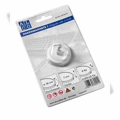 Alco Hakenmagnete, rund, Weiß Ø 36 mm, Haftkraft min. 8 kp,