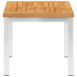 vidaXL Garten-Beistelltisch 45x45x38 cm Massivholz Akazie Edelstahl