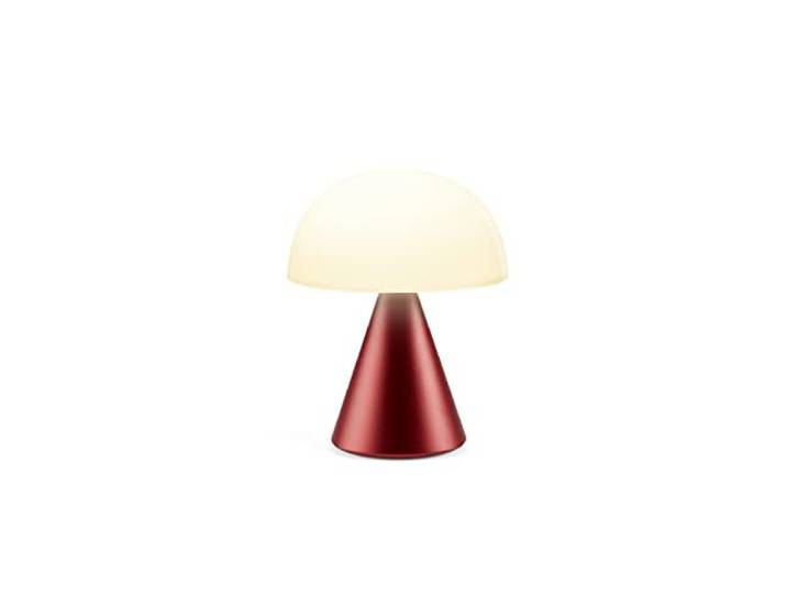Lexon MINA L Draadloze tafellamp, oplaadbaar, 9 lichtkleuren met dimmer, aanraak- en inductie-oplaadbaar, tot 24 uur looptijd, donkerrood