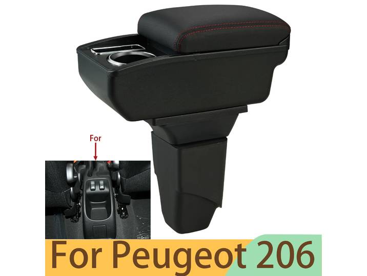 Accoudoir pour PEUGEOT 206, boîte de rangement pour PEUGEOT 206, pièces de rechange, accessoires intérieurs de voiture avec lumière LED USB