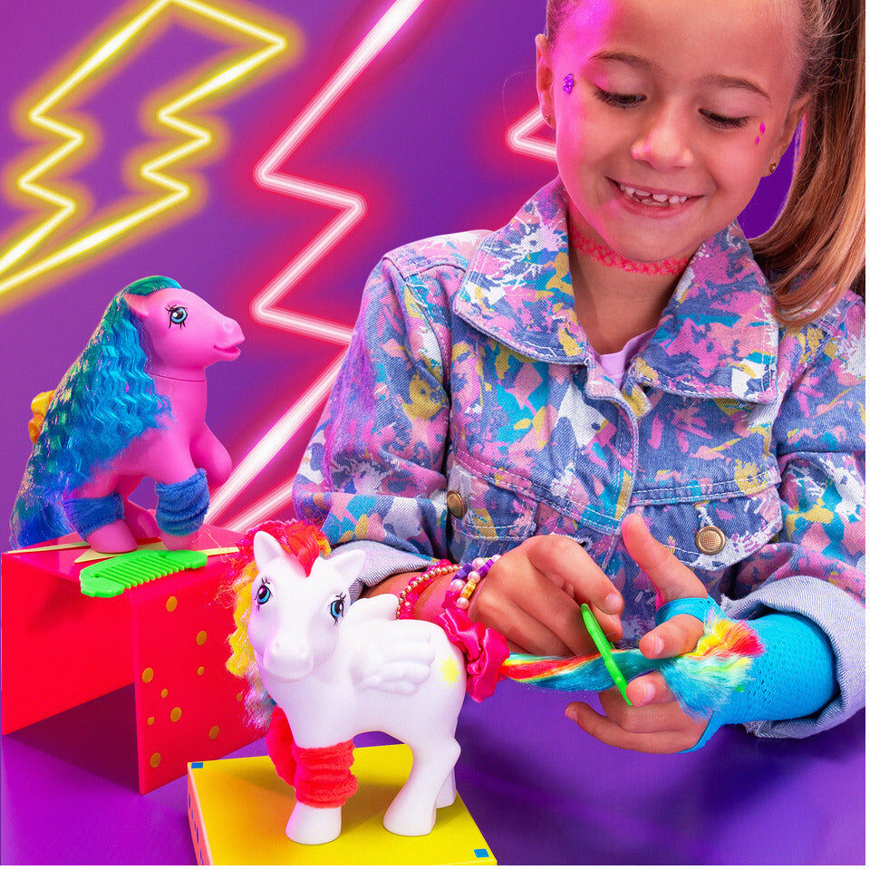 Basic Fun! My Little Pony Totally Rad Starshine Pegasus Pony for Kids, White, Green, Yellow, Pink, Rainbow Colors