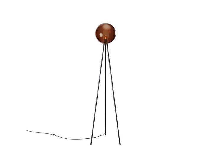 s.luce Stehlampe Orb Tripod Braun Ø 30cm, Glas, Rund, E27, 30x160x30 cm, Lampen & Leuchten, Innenbeleuchtung, Stehlampen