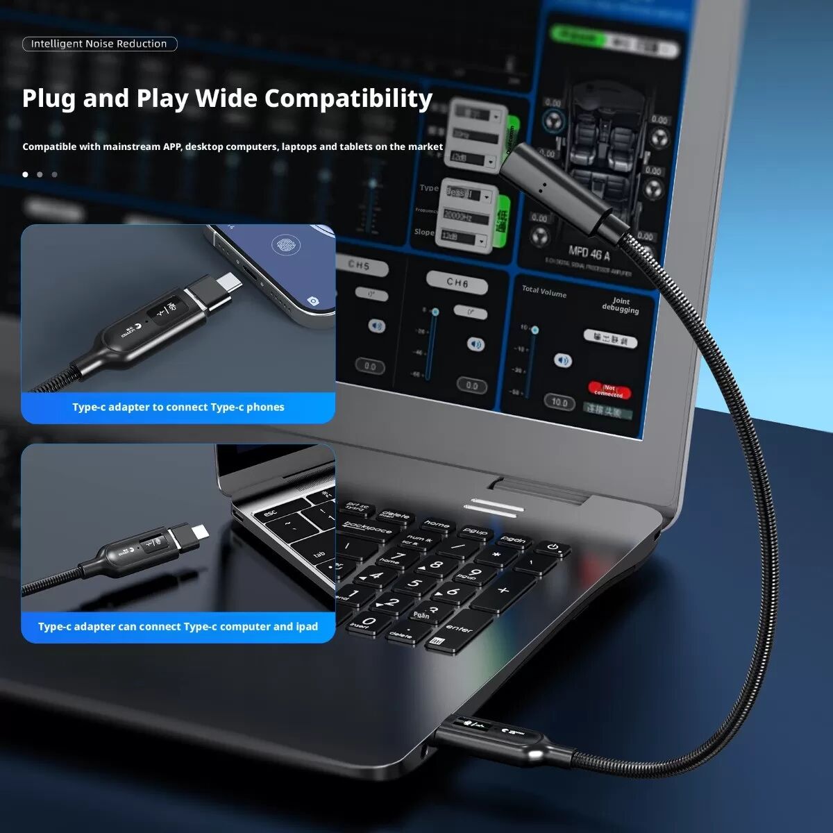 INF Microphone USB à col de cygne avec touche de sourdine pour bureau
