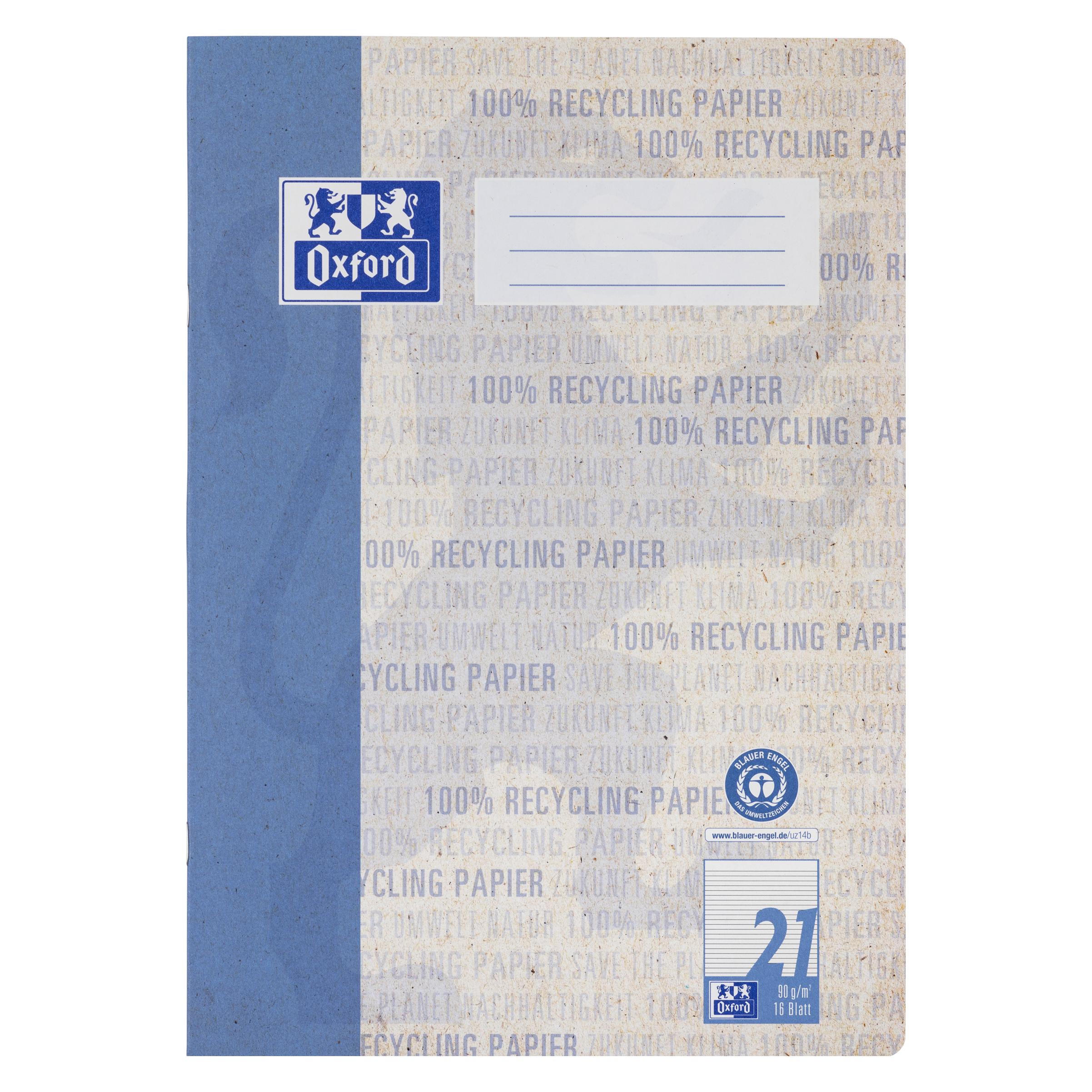 Oxford Recycling Schulheft, A4, Lineatur 21 (A4, Liniert) (400159477)