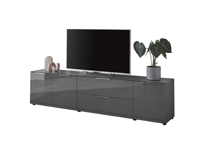 TV-Lowboard anthrazit - Glasfront - 226 cm - SANTORIN