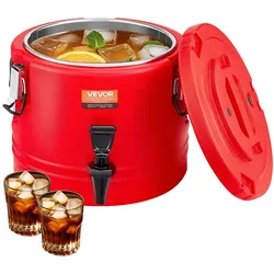 VEVOR isolierter Getränkespender 8 L Thermo-Getränkespender für Heiß- und Kaltgetränke mit Zapfhahn, lebensmittelechter Kühlkrug mit Innenseite aus 304er-Edelstahl, für Tee Kaffee Restaurant