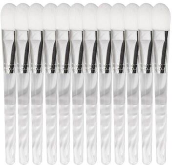 Useful Little Things Transparent Crystal Handle Soft Bristle Facial Mask Brush Set 12pcs Tongue Type