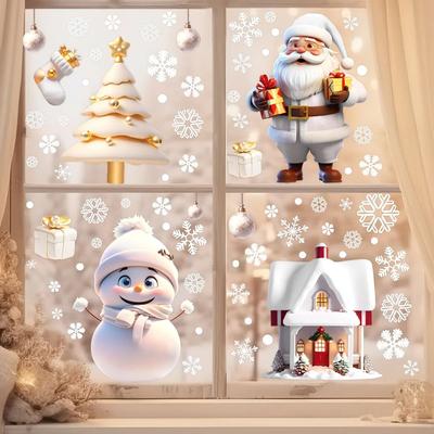 Uplifted Finds Christmas Snowflake Window Flowers PVC Electrostatic Stickers For Glass Reusable Winter Decoration Set b