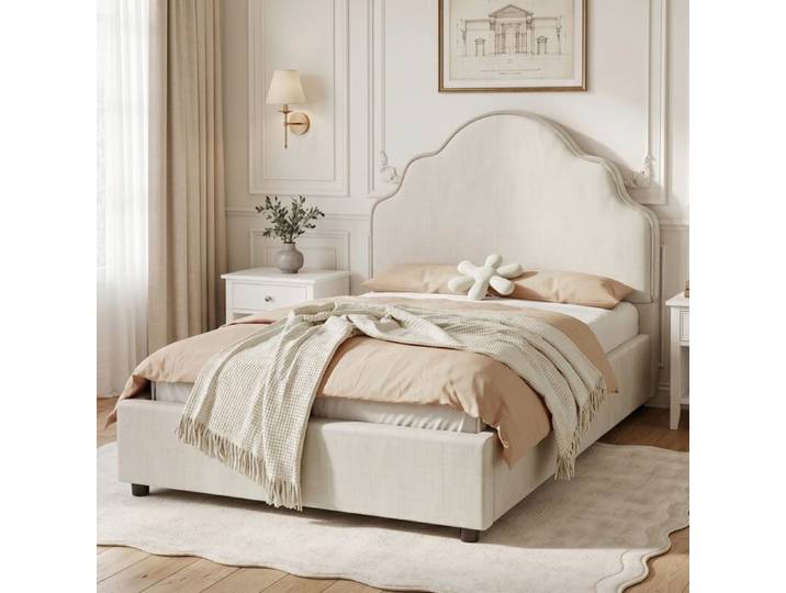 Luscriate - Lit rembourré 90x200 cm lit enfant lit simple cadre de lit pour enfant - beige