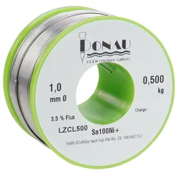 Donau LÖTZINN "CLEAR" 500g - O1 mm Sn100Ni+, Lötgerät Zubehör, Transparent