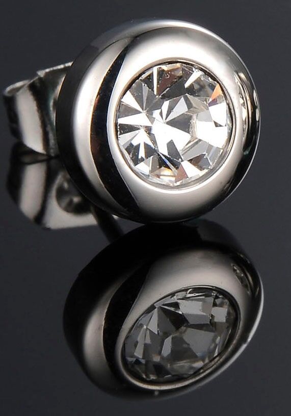Single-Ohrstecker FIRETTI "Schmuck Geschenk Ohrschmuck einzeln Glamour", silber (edelstahlfarben, kristallweiß, kristallweiß), Ohrringe, Damen, 8mm, Edelstahl, Single-Ohrstecker, mit Zirkonia (synth.) edelstahlfarben, kristallweiß, kristallweiß 8mm, Edels