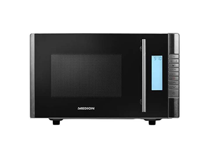 MEDION Four Micro Onde 2en1 avec gril combiné (20L\, 800W\, 1000 W gril\, 8 programmes automatiques\, 5 niveaux de puissance\, mode décongeler\, facile à utiliser et nettoyage\, MD14482) noir/argent