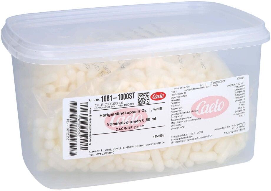 Hartgelatinekapseln Größe 1 Weiß