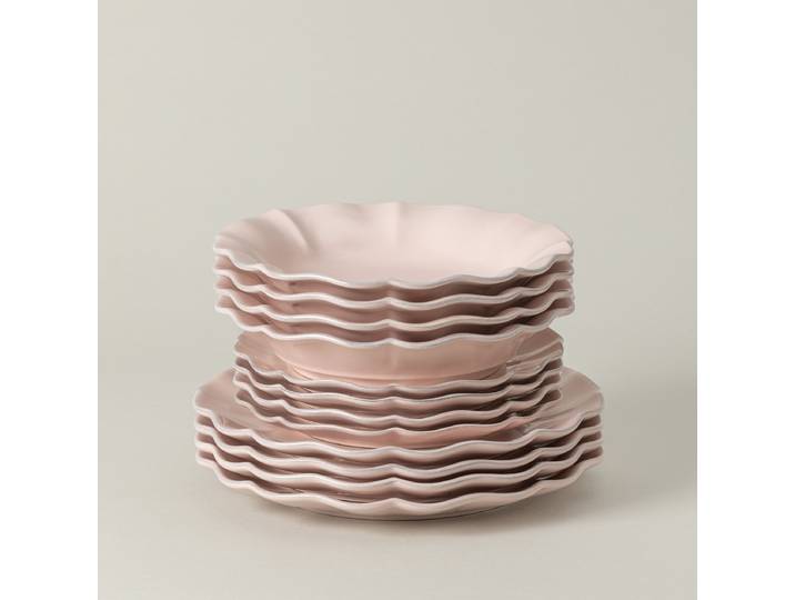 Service de table Rose Type D 12 pièces Rose foncé/Rose foncé