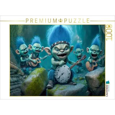 CALVENDO Puzzle Gruppe von Trollen mit blauem Haar | 1000 Teile Lege-Größe 64x48cm Foto-Puzzle für glückliche Stunden