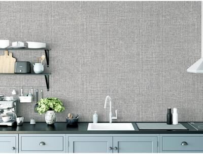 Arthouse Elfrida Grey Linen Wallpaper
