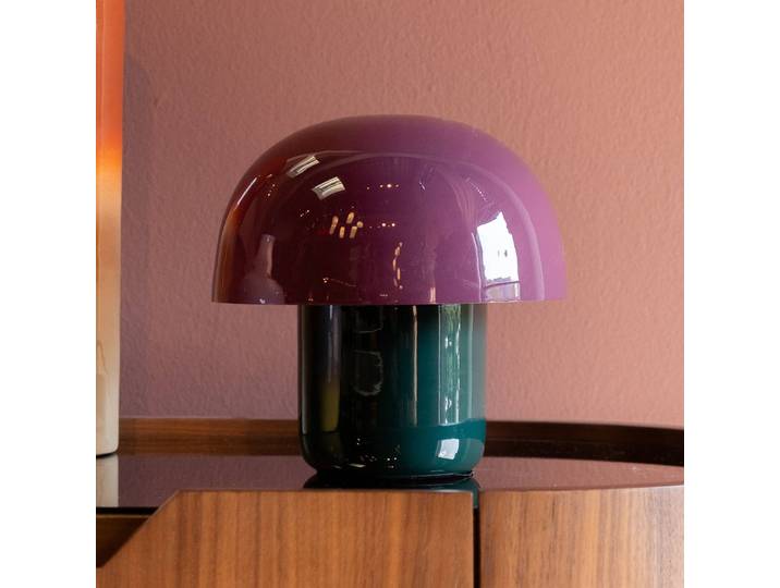 KARE Designer Tischlampe Mushroom, violett / pink / rose, für Wohn- / Esszimmer, Metall, Design