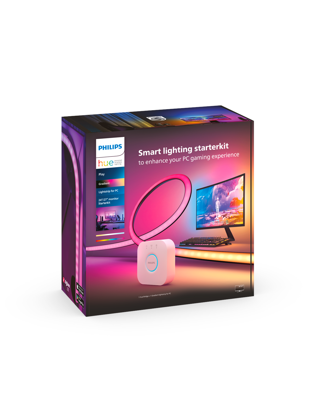 Philips Hue Play Gradient PC Lightstrip 24-27" 3-Pack + Hue Bridge
