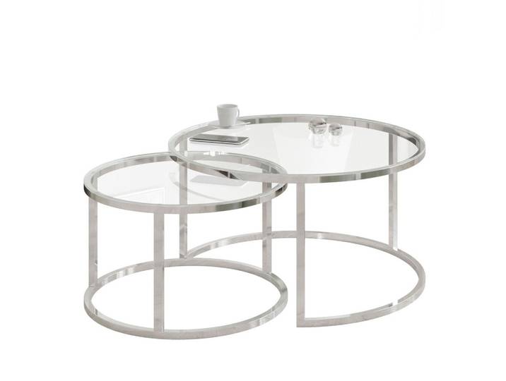 COUCHTISCH CIRI CHROME 2-in-1 mit Glasplatte