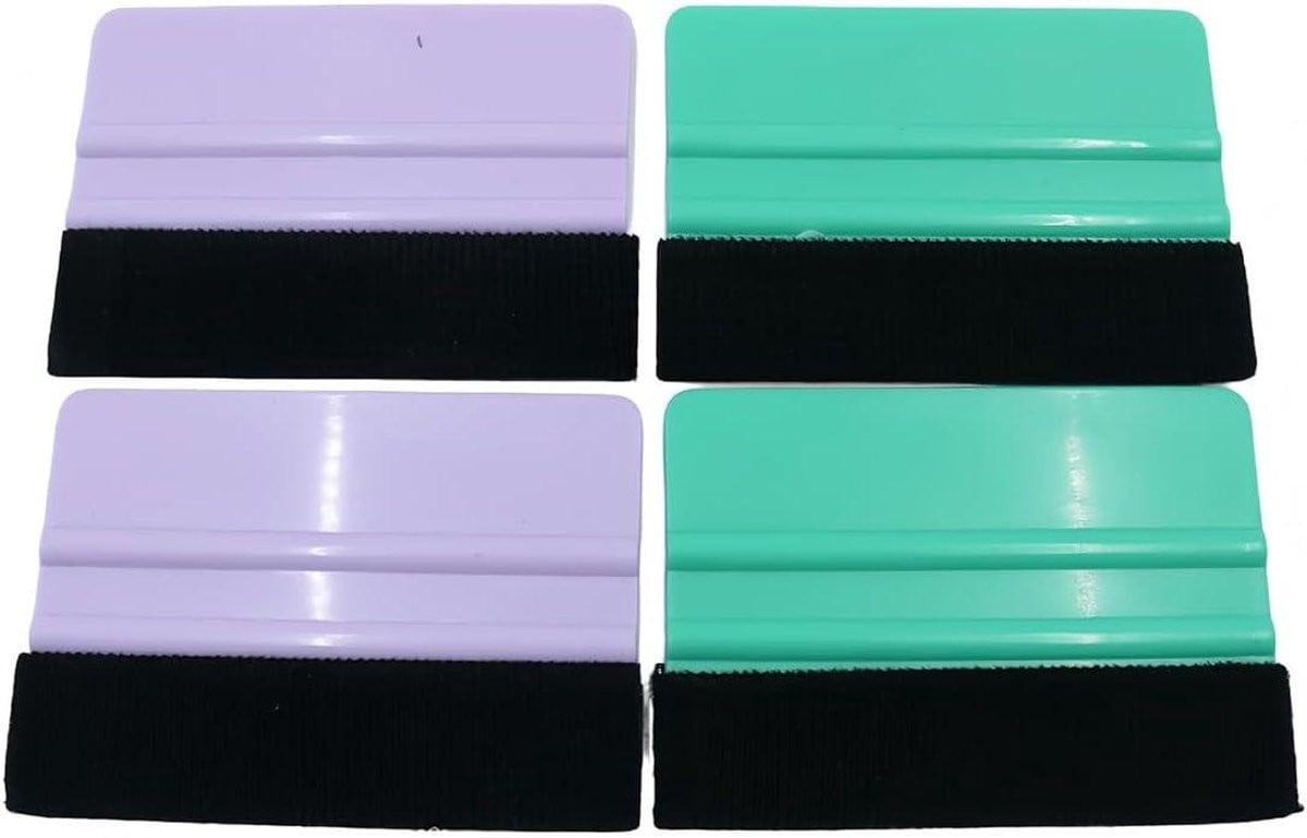 Rakel Set Foliewisser Schraper met Vilten Rand - Groen en Paars - 10 x 7 cm