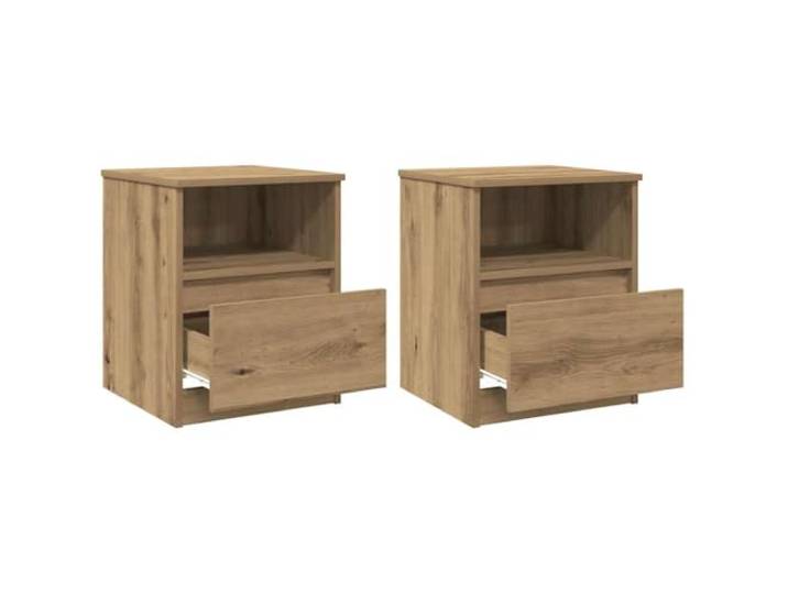 Fisinber Nachttisch 2er Set Artisan Eiche 40x40x53 cm Holzwerkstoff Kompakte Nachtkonsole fürs Schlafzimmer mit Schublade und Fach für geordnete Aufbewahrung von Büchern und Fernbedienung.