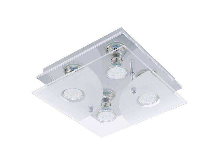 Eglo Deckenleuchte, Weiss, Chromfarben, Metall, Glas, quadratisch, 25x8.5x25 cm, Lampen & Leuchten, Innenbeleuchtung, Deckenlampe, Deckenlampen