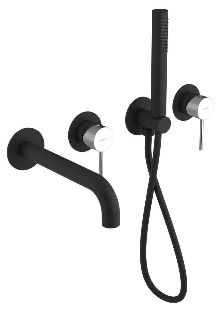 Sapho ULTRAMIX Unterputz-Wannenarmatur, Set, Schwarz matt/Chrom