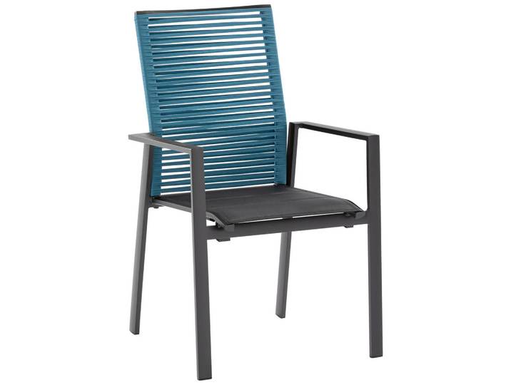 Niehoff Garden Gartenstuhl, Anthrazit, Blau, Metall, Textil, eckig, 61x95x65 cm, Typenauswahl, stapelbar, wetterbeständig, Gartenmöbel, Gartenstühle, Gartensessel