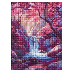 Ideyka Diamond Painting Wasserfall in Rosatönen mit Rahmen 30 x 40 (AMO20288)