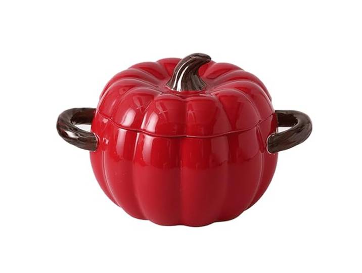 Tontopf, Mini-Auflaufform, niedliche Kürbisschale, for Backen, Grillen, Herd(Red)