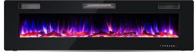 Costway 68 Inch Ultra-Thin Electric Fireplace Recessed Wall Mounted with Crystal Log Decoration