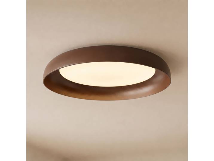 Plafonnier LED Florie, marron, métal, Ø 40 cm - Lindby - Salon / séjour - Moderne - Plastique - Affleurante