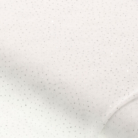 Feintüll "Glitzerpunkte", weiß/silber