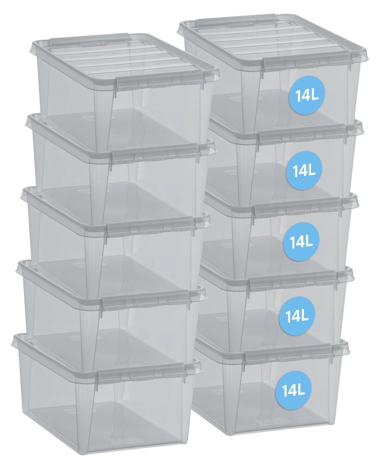 Dripio Stapelbare Opbergboxen met Deksel, Grijs, 10 stuks