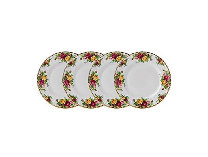 Royal Albert 40034980 Old Country Roses Set 4 Stück Salatteller, Knochenporzellan, Mehrfarbig