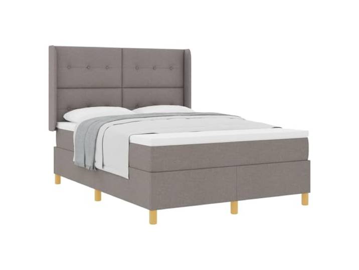 KKgypkn Boxspringbett Stoff Taupe 140 x 190 cm mit verstellbarem Kopfteil und Matratze