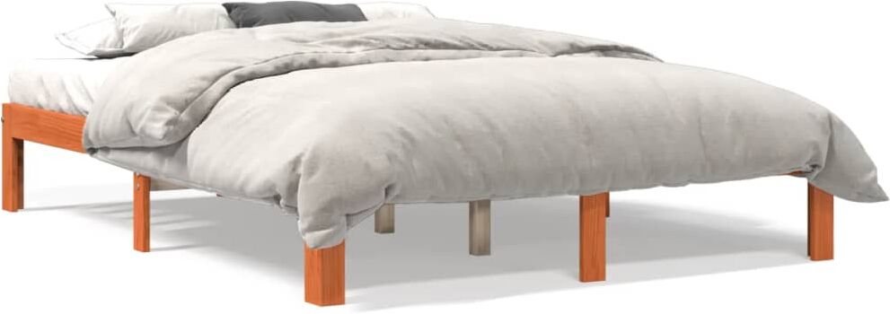 vidaXL Bed Frame Brun cire 135 x 190 cm Solid pine wood