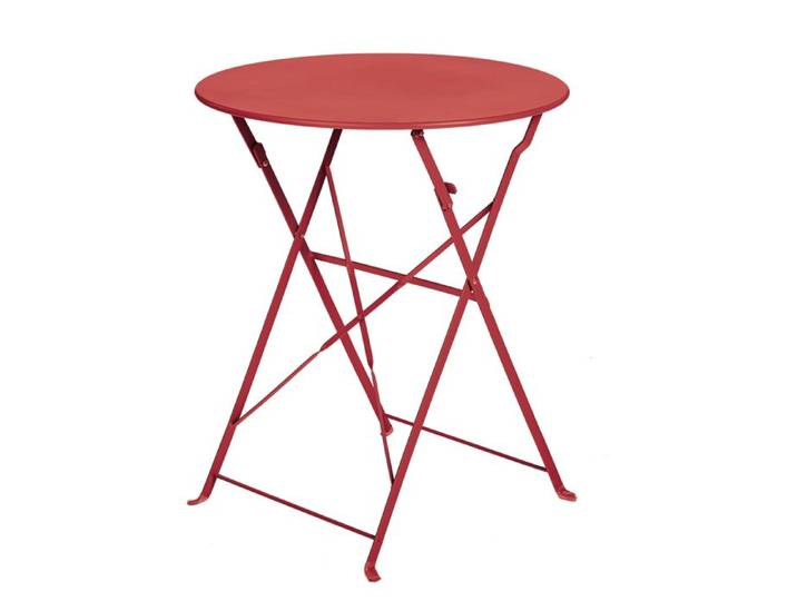 Table de jardin pliante en acier ronde Rouge 60x70 cm
