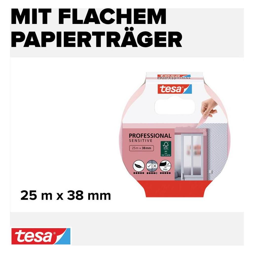 tesa Malerkrepp SENSITIVE, Malerband für empfindliche Oberflächen (38 mm) (56261-00000-04)