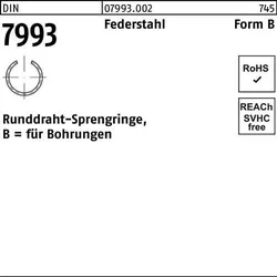 Runddrahtsprengring DIN 7993 f.Wellen B 7 Federstahl 500 Stück