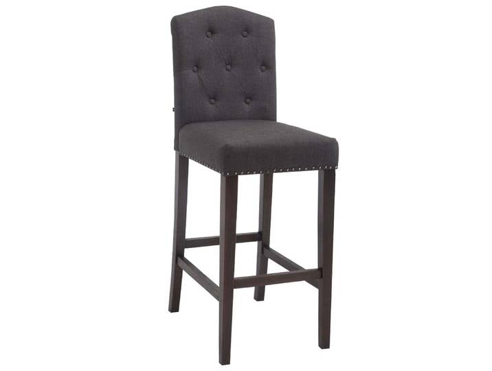 TPFLiving Barhocker Louisiana Gestell Holz antik dunkel Stoff - Dunkelgrau
