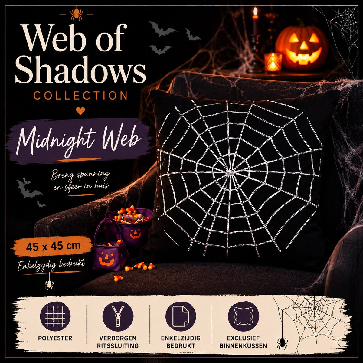 Kussenhoes Web of Shadows Collection 45 x 45 cm