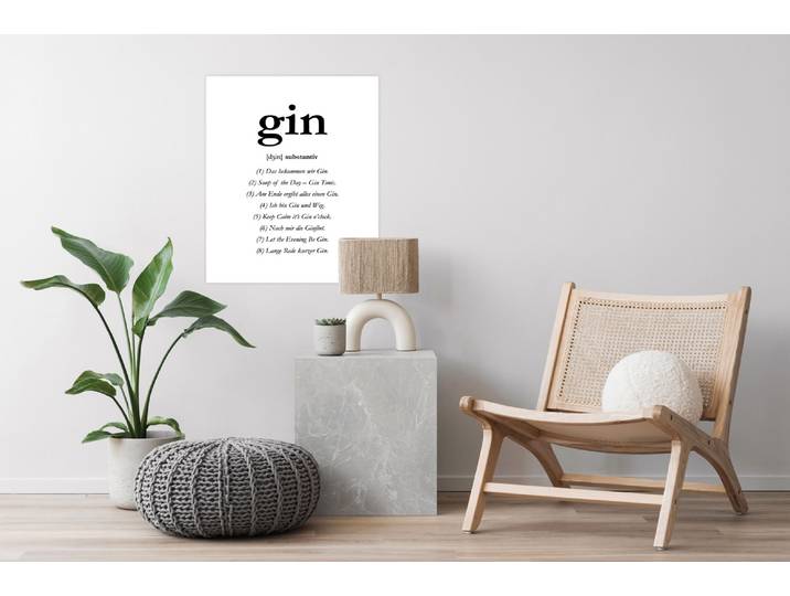 Bild mit Rahmen QUEENCE oder Poster, Gin , schwarz (farbe bild(er): schwarz), B:30cm H:40cm T:0,2cm, Papier, Bilder, Bild mit Rahmen