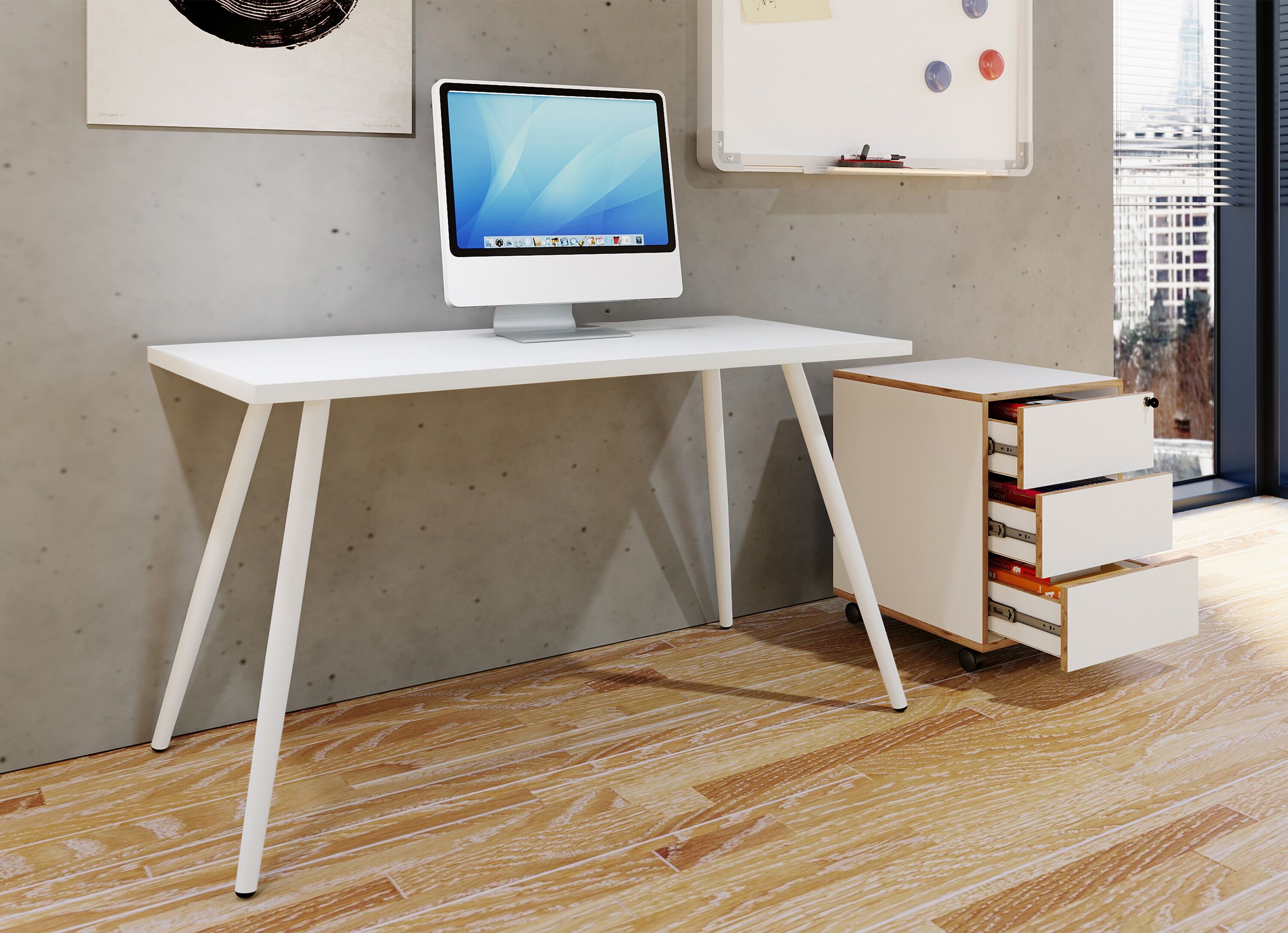 Schreibtisch VCM "Schreibtisch Bürotisch Computertisch Salia 80x50", weiß, B:80cm T:50cm, Tische, Schreibtisch