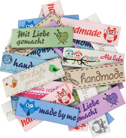 buttinette Label-Set "handmade", 5,5 x 1,6 cm, 40 Stück