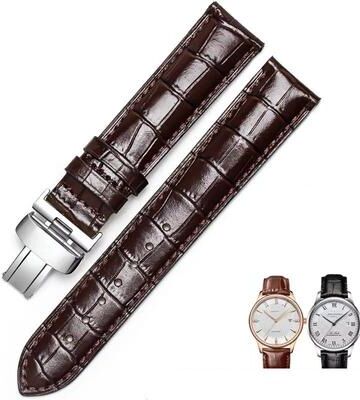Uplifted Goods Leather Watch Strap For Men Compatible With Tissot brown Silver Clasp 19mm